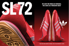 PUB ADVERTISING SHOES ADIDAS SL 72 WE GAVE THE WORLD AN ORIGINAL FASHION 2 PAGE