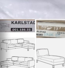 IKEA Karlstad Loveseat Chaise Blekinge White NEW Cover,2 Set,2Seat,ADD-ON Lounge