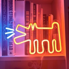 Keith Haring Barking Dog Neon Light Bedroom Living Room LED Red and White