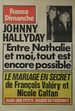 "Johnny HALLYDAY & Nathalie BAYE" Original Entoubled Poster FRANCE SUNDAY 1986