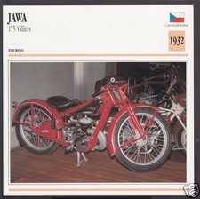 1932 Jawa 175cc Villiers Czechoslovakia Bike Motorcycle Photo Spec Info Card