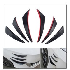 6Pcs Gloss Black Car Front Bumper Lip Splitter Fins Body Spoiler Canards Refit