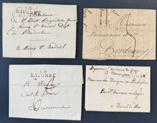 -=-= Lot of 4 Letters from Bayonne / 1812 to 1823 / Linear Mark with Number -=-