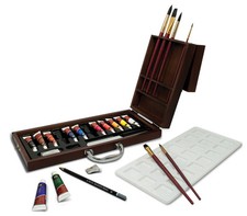 Aquarelle Peinture & Brosses Deluxe en Bois Boîte Étui Artiste Set WAT2020
