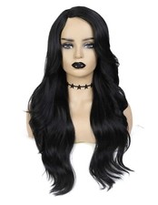 Perruque Synthétique Noir Bouclée Ondulée Cheveux Long Neuf +4 Bonnet OFFERT FR