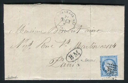 Rare lettre bruges par nay - lettre,