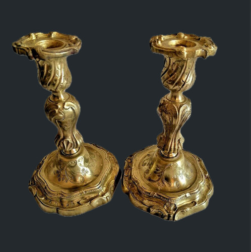 Paire bougeoirs bronze - paire, de