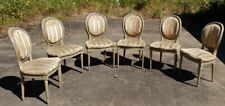 6 Louis XVI style beech chairs painted grey green, mid-20th century