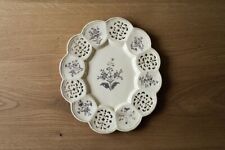 Antique Fine White Cream Openwork Faience Plate Dish Douai Flowers