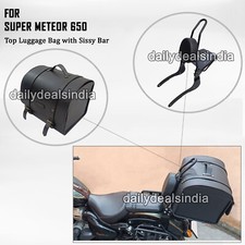 Adapté Pour Royal Enfield Super Meteor 650 " Haut Bagage Cuir Sac Avec Sissy BAR