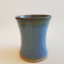 Signoret Blue Enameled Sandstone Ceramic Pottery Tumbler Vase
