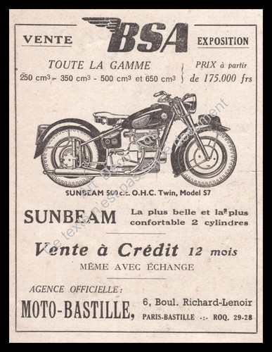 Publicité moto bsa - publicité, vintage