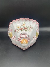 Antique Vintage Mufraggi Signed Pink Mustiers Earthenware Planter Pendant