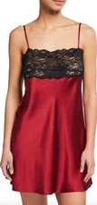 Christine L108235 Womens Red Bijoux Lace Band Silk Chemise Size Small