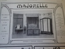 MAJORELLE bedroom Art Nouveau NANCY advertising paper illustration 1909