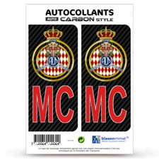2 Stickers immatriculation : MC-Rouge Automobile Club de Monaco - Carbone-Style