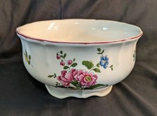 Antique salad bowl floral decor, reproduction model Old Saint Amand 1713