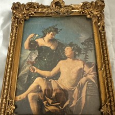 Antique Trumeau Wall Mirror with Neoclassical Print – Gilt Frame c.1900 6x24.5in