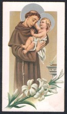 Holy card antique de San Antonio de Padua santino image pieuse estampa