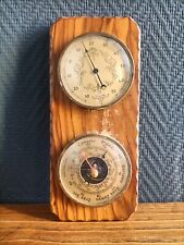 Vintage BAROMASTER Olive Wood Weather Station - Wall Mounted Thermometer Barometer