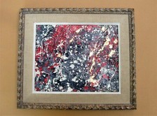 Superbe peinture abstraite encadrée dans un cadre Montparnasse - MURA FOWSKI