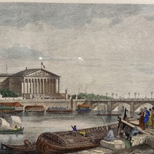 Chambre des Députés Engraving Lithograph - Luxembourg Parliament COA Collier Art