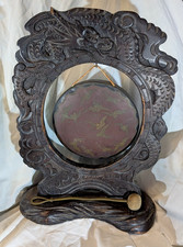 Vintage Antique Chinese Carved Wood Dragon Dinner Gong