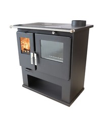 Cuisinière à bois avec dessus en métal, four Verso CS Inox  - 7.7 Kw