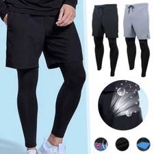 Pantalon de course à pied pour homme, collant de sport à compression 2 en 1, séc