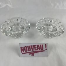 ➜PAIR OF SMALL GLASS CANDLE HOLDERS/CANDLE HOLDER vintage low standing from France