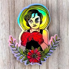 Autocollant holographique boxeuse by Lashka