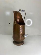 Copper Charcoal Bucket & Brass Ceramic Handle 2-3 Light Crack on Bottom