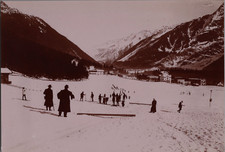 France, Chamonix, Ski Racing in the Valley Bottom Vintage Print, Shooting