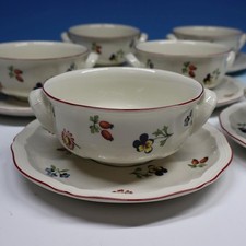 Villeroy & Boch China - Petite Fleur - 6 Cream Soup Bowls with Liners