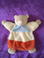 Doudou marionnette ours bleu