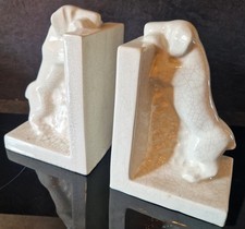 SERRE LIVRES ART DECO CRAQUELÉ CHIENS