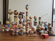 Lot de mini poupées KOKESHI créatives japonaises vintage en bois vrac Japon...