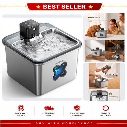 Fontaine eau chat 2l inox - fontaine,