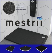 Receveur de Douche Noir Syphon Transporteur Aspect Pierre Bac Pierre din 51097A