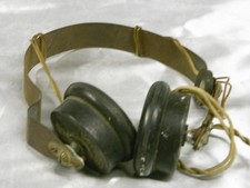 OLD EARPHONE HEADSET RADIO TSF DESPRES POST GALENA BAKELITE METAL 1941 WW2