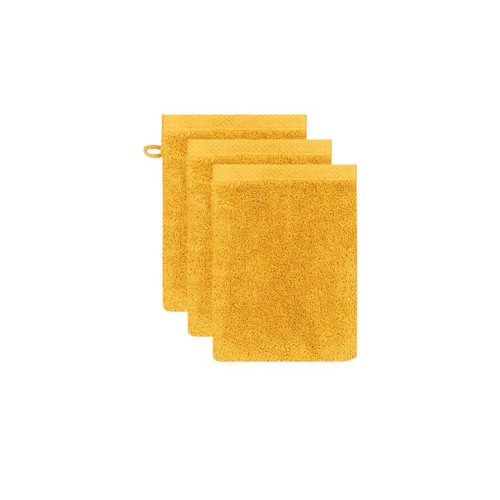 Gants toilette jaune - x3,