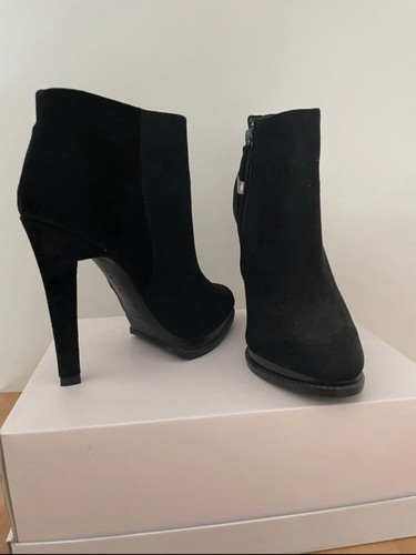 Zara bottines noir daim - noir, talon