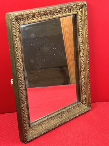 Ancien petit miroir bois - , doré