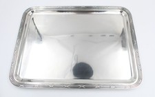 CHRISTOFLE RECTANGULAR SILVER METAL TRAY MODEL CROSS RIBBONS LOUIS XVI