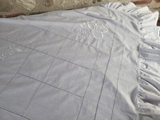 Antique bed top bed cover bed quilt top vtge fine embroidered cotton 148x158cm »