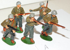 Old Timpo Toys England 1950s Lead, American WWII GIs Advancing, 5 Pieces A