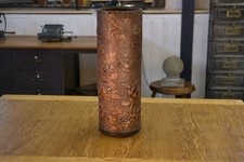 1930's Art Deco Style Floral Decor Rejected Copper Leather Umbrella Holder