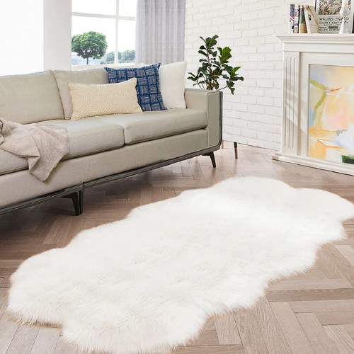 Tapis peau mouton blanc - peau, de