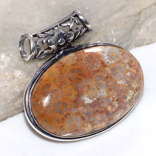 Pendentif corail fossile - pendentif,
