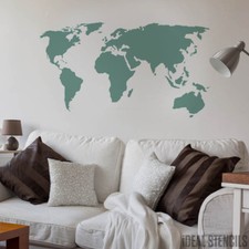 Monde Carte Pochoir Mural